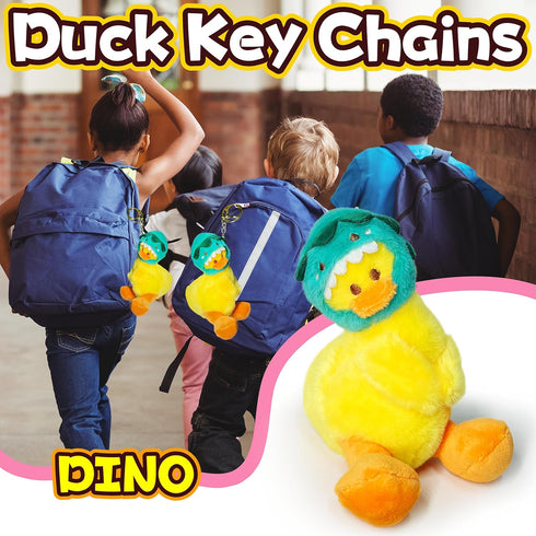 Cute Duck Stuffed Animals for Girls and Boys, Mini Yellow Duck Plush Toys Key Chain, Soft and Fun Dinosaur Style Duck Toy, Small Stuffed Animal fo...